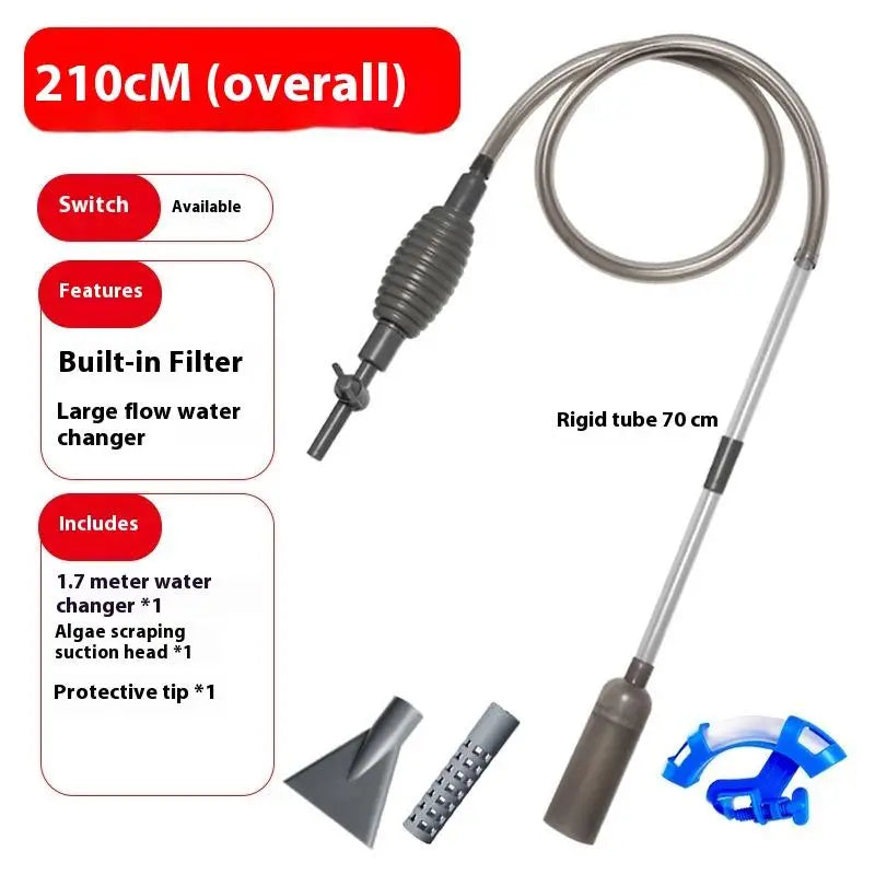 Complete aquarium water changing and sand cleaning equipment set, designed for easy aquarium maintenance by BackupMyFilesNow.com