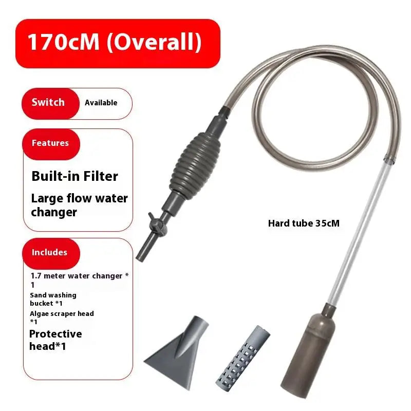 Complete aquarium water changing and sand cleaning equipment set by BackupMyFilesNow.com for efficient aquarium maintenance.