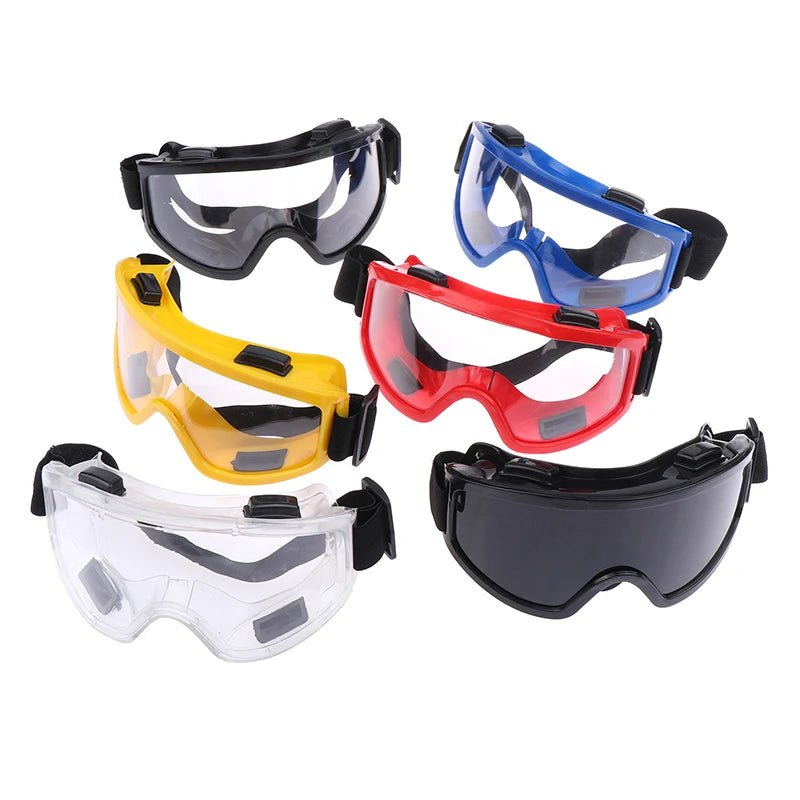High-quality safety goggles with clear lenses, anti-splash, dust-proof, protective eyewear for industrial and lab research safety.