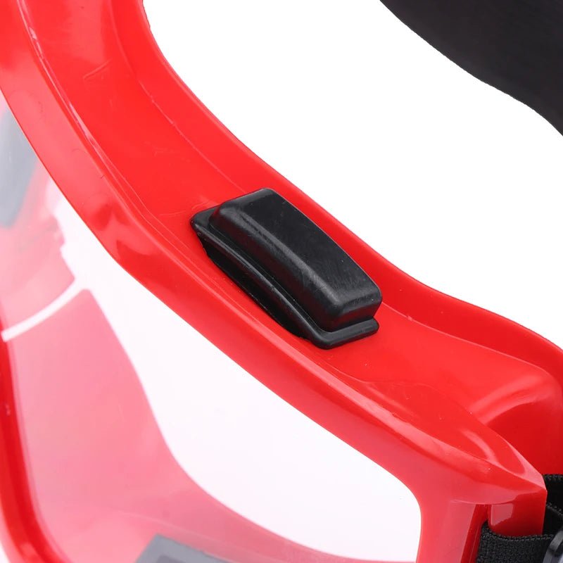 Clear lens safety goggles by BACKUPMYFILESNOW.COM® for eye protection against splashes and dust in industrial and lab settings.