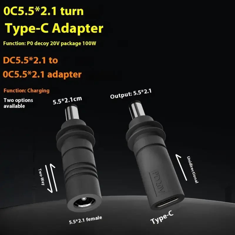 Starlink Mini GEN3 PD 100W USB-C female to DC5521 male power connector for charging and power adapters.