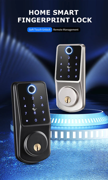 TTlock WiFi security smart fingerprint digital lock by BackupMyFilesNow, portable electronic deadbolt with Tuya compatibility.