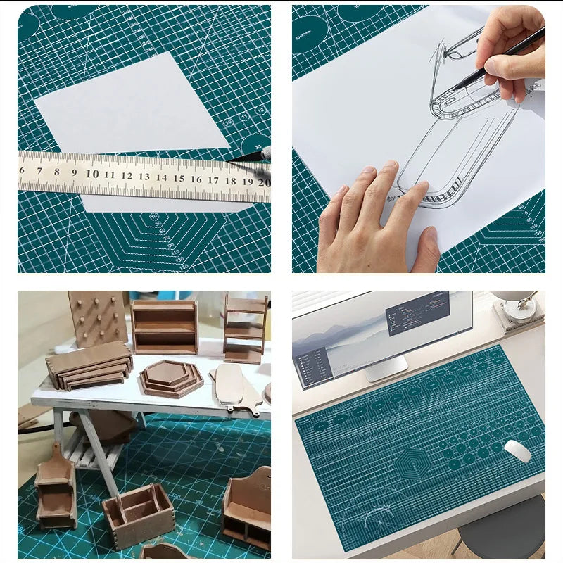 PVC cutting pad in various sizes, ideal for art drawing, craft making, sewing, and patchwork projects.