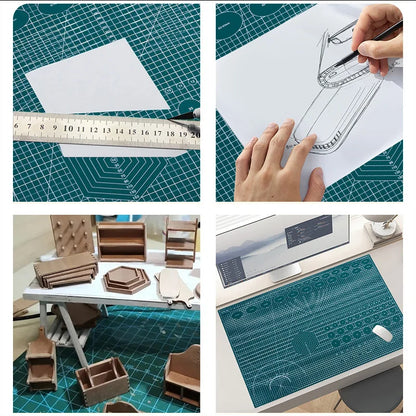 PVC cutting pad in various sizes, ideal for art drawing, craft making, sewing, and patchwork projects.