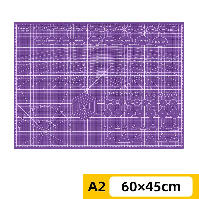 PVC cutting pad in various sizes for art drawing, patchwork, sewing, and craft projects, providing protective surface for creative work.