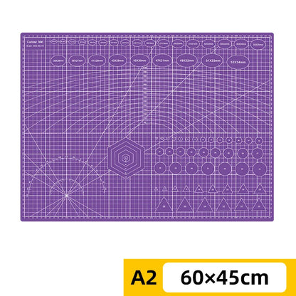PVC cutting pad in various sizes for art drawing, patchwork, sewing, and craft projects, providing protective surface for creative work.