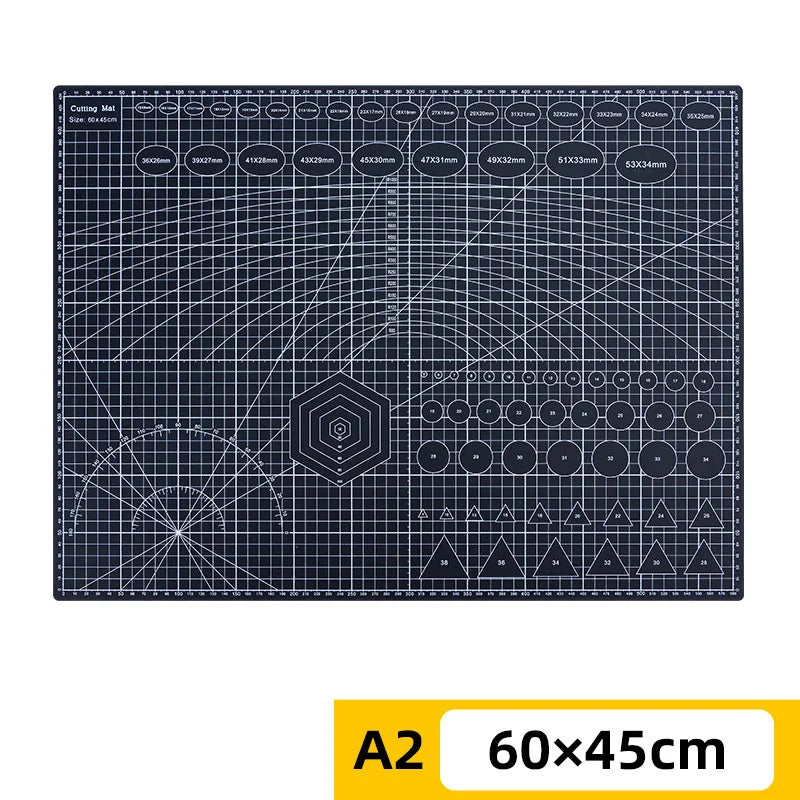 PVC cutting pad in various sizes, ideal for art drawing, patchwork sewing, craft making, and protecting tables during projects.
