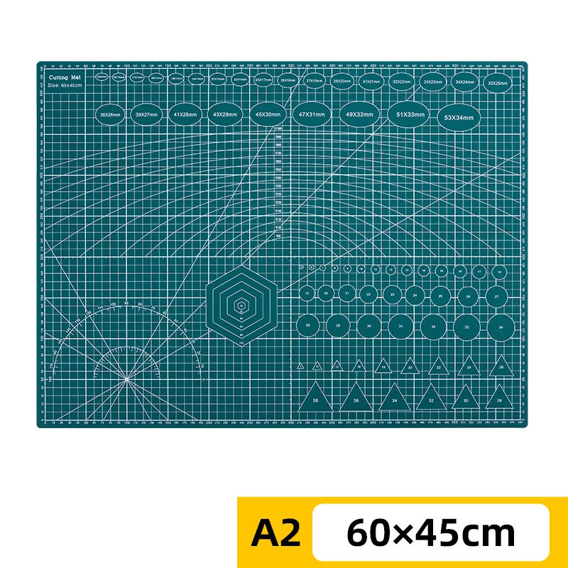PVC cutting pad in various sizes, used for art drawing, patchwork sewing, craft projects, and protecting surfaces during crafting.