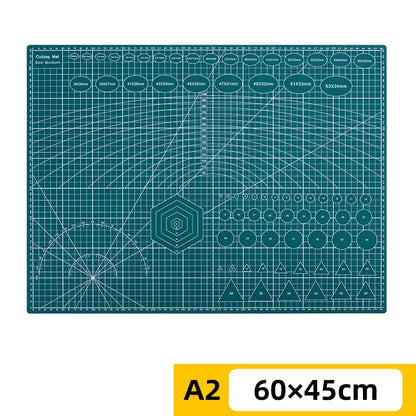 PVC cutting pad in various sizes, used for art drawing, patchwork sewing, craft projects, and protecting surfaces during crafting.