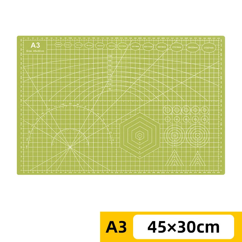 PVC cutting pad in various sizes, ideal for art drawing, patchwork sewing, and craft projects, provides protective surface for creative work.