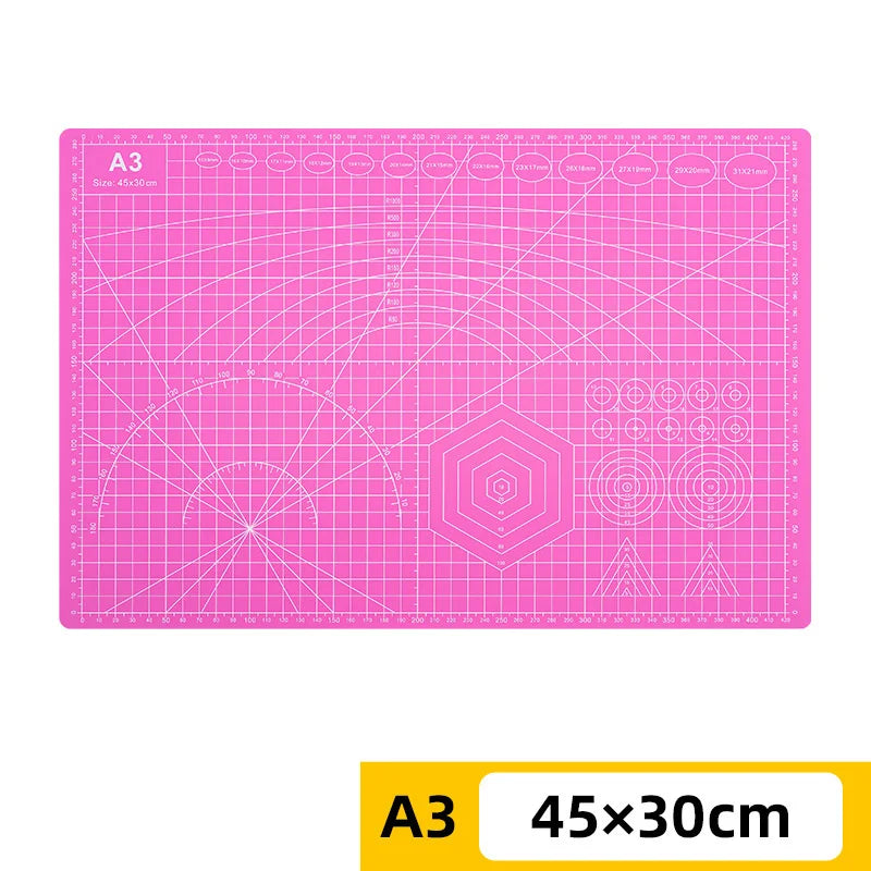 PVC cutting pad in various sizes, ideal for art drawing, patchwork sewing, and craft projects, protective table mat for creative work.