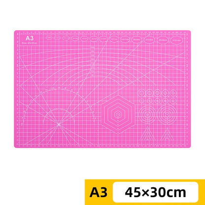 PVC cutting pad in various sizes, ideal for art drawing, patchwork sewing, and craft projects, protective table mat for creative work.