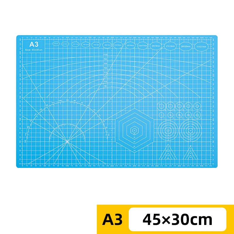PVC cutting pad in various sizes, ideal for art drawing, patchwork sewing, and craft projects, providing protection for tables.