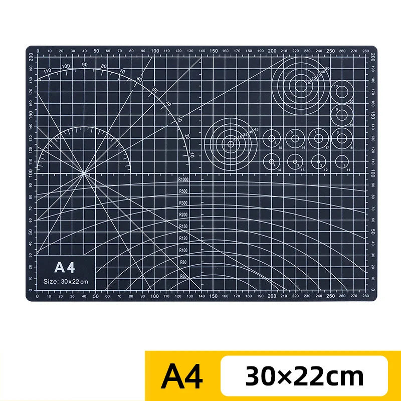 PVC cutting pad in various sizes, ideal for art drawing, patchwork sewing, and craft projects, providing a protective work surface.