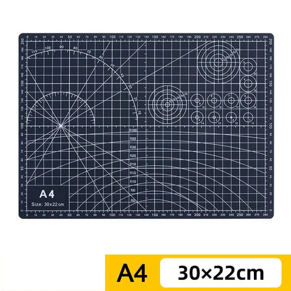 PVC cutting pad in various sizes, ideal for art drawing, patchwork sewing, and craft projects, providing a protective work surface.