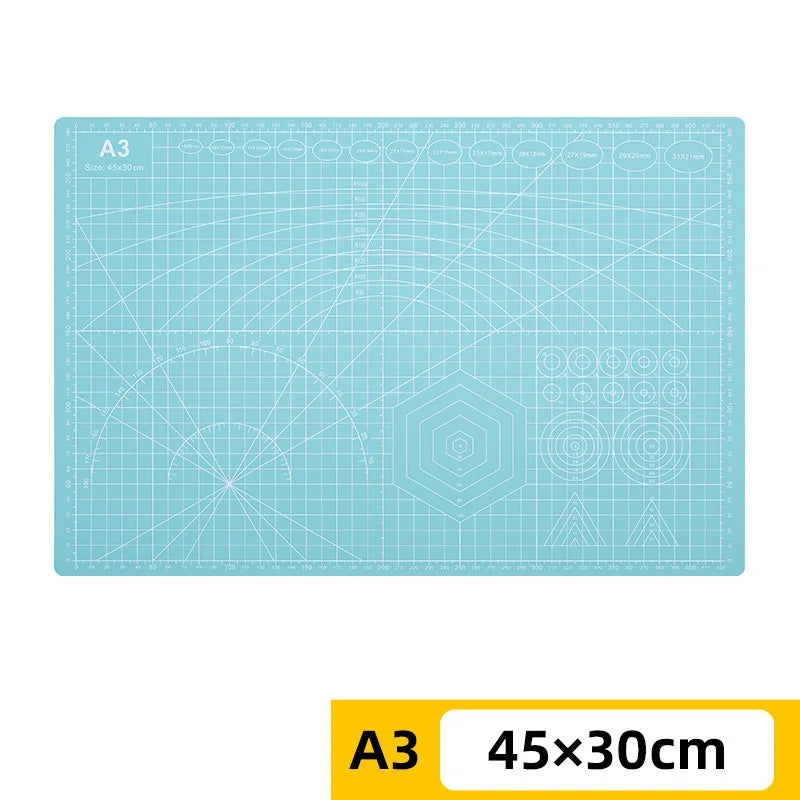 PVC cutting pad in various sizes, ideal for art drawing, patchwork sewing, and craft projects, providing protective surface.