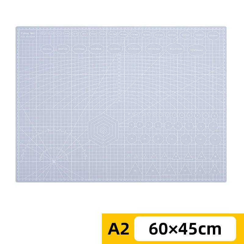 PVC cutting pad in various sizes, ideal for art drawing, patchwork sewing, and craft projects, providing protective surface.