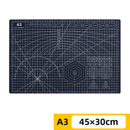 PVC cutting pad in various sizes, ideal for art drawing, patchwork sewing, and craft projects, providing a protective work surface.