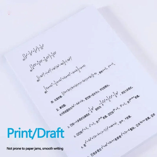 A stack of 100 sheets of white A4 printer paper, multi-purpose office supplies, suitable for business printing and copying.