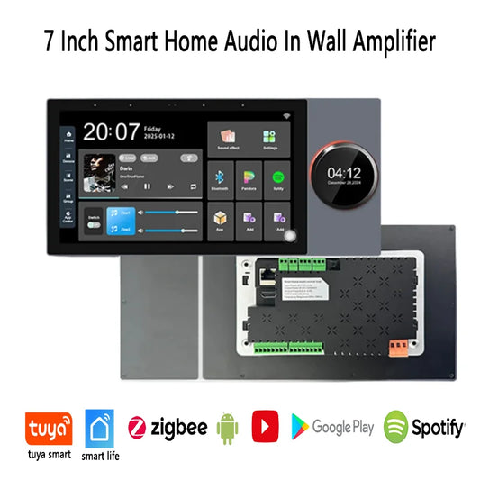 7-inch smart home background music player with touch screen and built-in Zigbee gateway, wall-mounted amplifier from BackupMyFilesNow.
