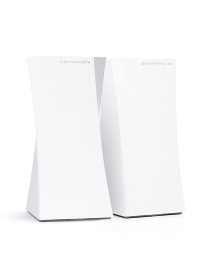 Gryphon Tower Super-Fast Mesh WiFi Router 2-Pack with advanced security, parental controls, tri-band, 3 Gbps, full home coverage.