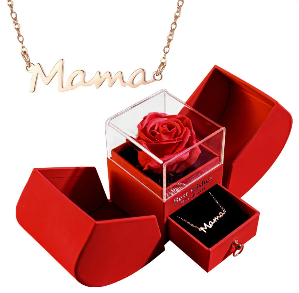 Silver Christmas necklace jewelry gift box set from BACKUPMYFILESNOW.COM® with festive holiday design and elegant packaging