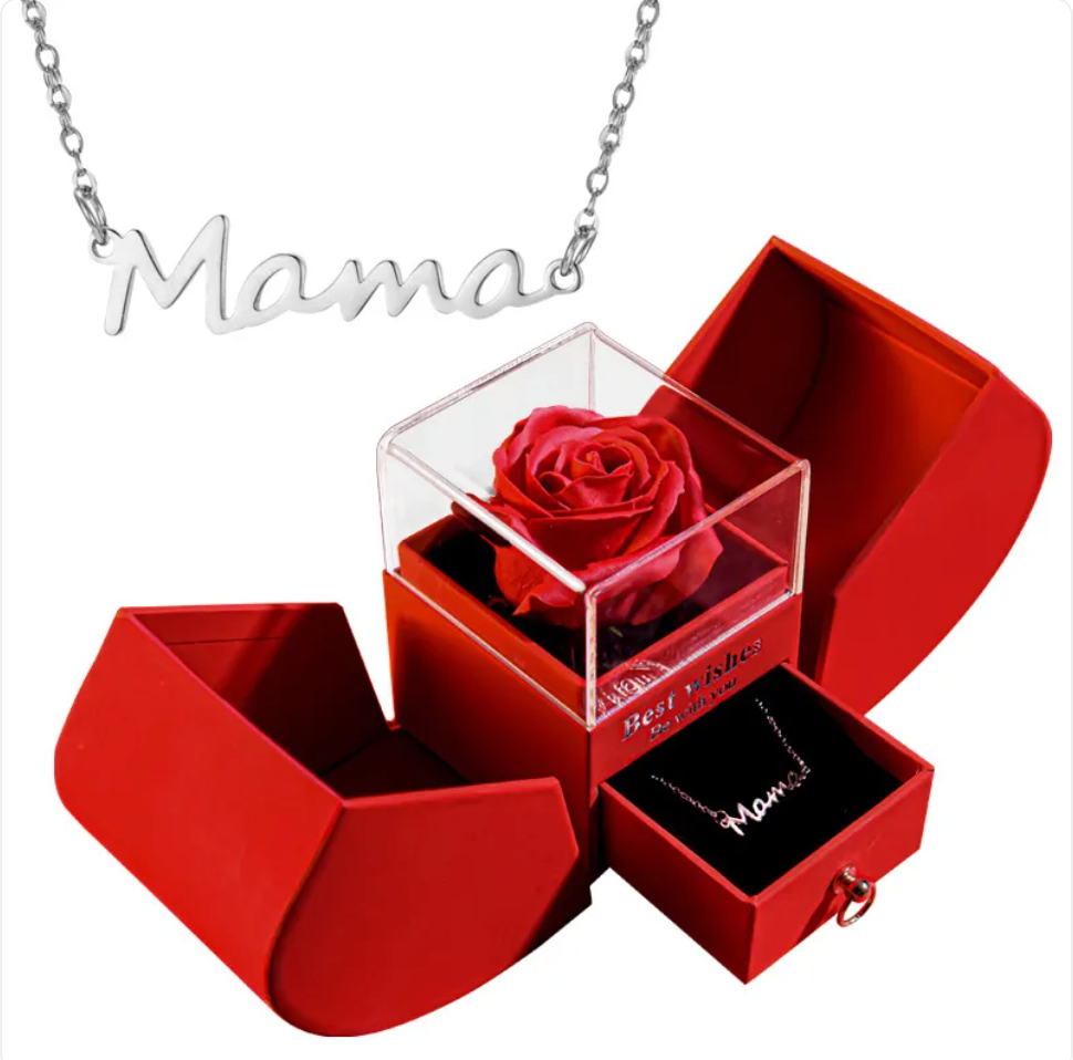 Silver Christmas necklace from BACKUPMYFILESNOW.COM® in a jewelry gift box set, perfect for holiday gift-giving.