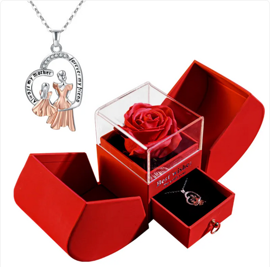 Silver Christmas necklace jewelry gift box set from BACKUPMYFILESNOW.COM®, featuring a festive pendant and elegant packaging.