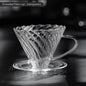 Amber gold hand-brewed coffee maker set with borosilicate glass dripper, sharing pot, and V02 coffee filter for fresh coffee brewing.