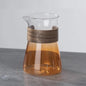Amber gold borosilicate glass coffee dripper set with sharing pot, coffee server, and V02 coffee filter for hand-brewed coffee.