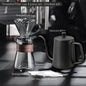 Amber gold borosilicate glass hand-brewed coffee maker set with dripper, sharing pot, coffee server, and V02 coffee filter.