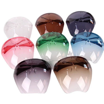 High-definition transparent full face protective mask with anti-fog, anti-splash features and high visibility goggles.