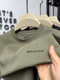 Men's green SPACEX printed round neck T-shirt by BACKUPMYFILESNOW.COM®, short-sleeved, breathable pure cotton summer casual top