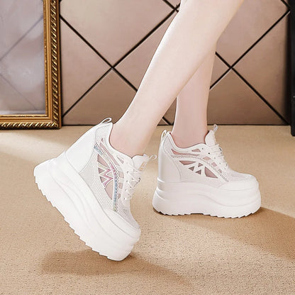 13cm chunky women's sneakers by BackupMyFilesNow.com, featuring a comfortable platform wedge, lightweight casual walking shoes.