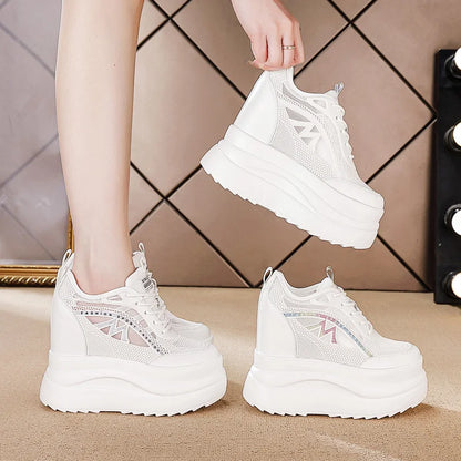 13cm chunky women's sneakers by BackupMyFilesNow.com, lightweight casual shoes with platform wedge and comfortable walking design.