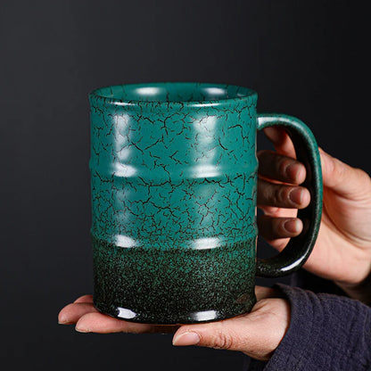 Large 600ml ceramic oil barrel mug by BackupMyFilesNow.com, ideal for coffee, latte, espresso, or water in a household teacup style.