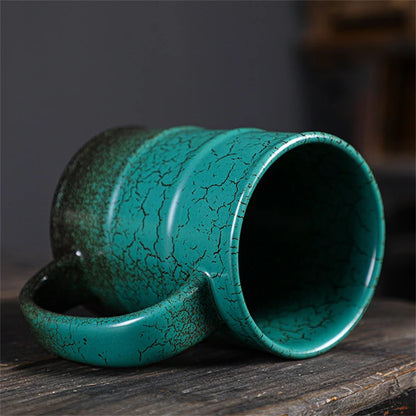 Large 600ml ceramic oil barrel-shaped coffee mug by BackupMyFilesNow, ideal for latte, espresso, or water.