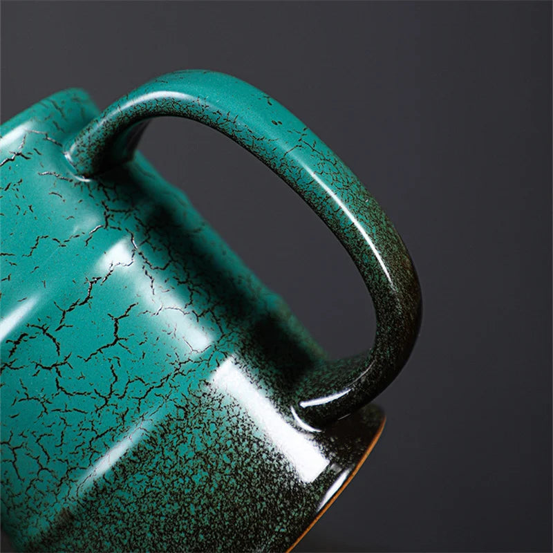 Large 600ml ceramic oil barrel-shaped coffee mug by BackupMyFilesNow.com, ideal for latte, espresso, and water drinks.