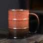 Large 600ml ceramic oil barrel-shaped coffee mug, ideal for latte, espresso, or water, with a durable stoneware finish.