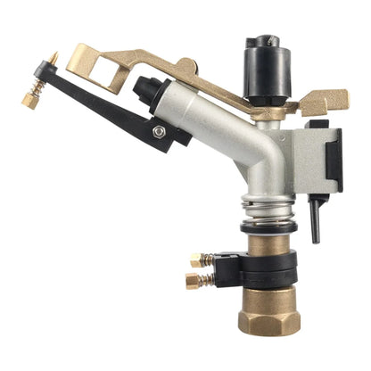 G1-inch female thread rocker impact sprinkler gun with wide spray range for garden, farm, and lawn irrigation.