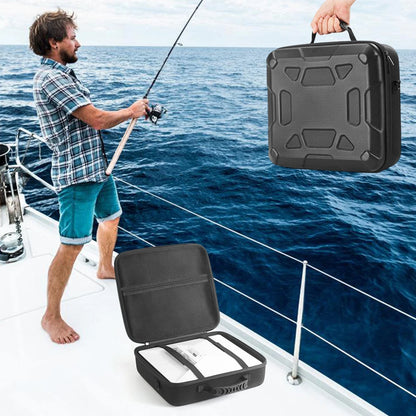 Starlink Mini anti-scratch storage box with dual carry options in portable travel bag, wear-resistant design by BACKUPMYFILESNOW.COM®.