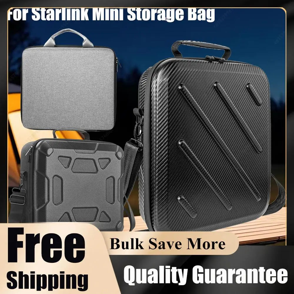 Starlink Mini Ultra-Light Protect Case by BACKUPMYFILESNOW.COM®, portable travel storage box with anti-scratch exterior and power cord compartment.