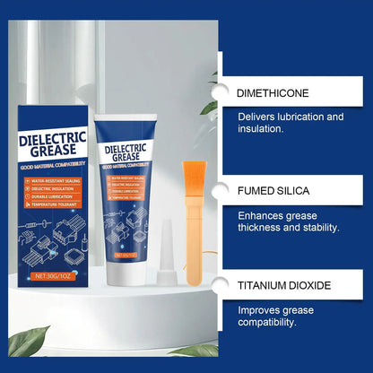 High-performance dielectric silicone grease for automotive use with brush, suitable for RVs and trucks, by BACKUPMYFILESNOW.COM®.