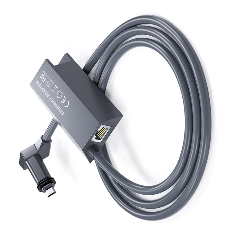 Starlink Ethernet adapter for Dish antenna satellite internet V2 powerline kit, back view showing ports and cable connections.