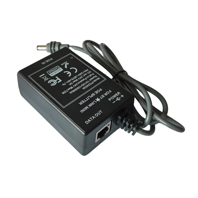 Elect-Industrial 24V DC input PoE splitter for Starlink Mini Max with 75W output, supports 10/100/1000 Mbps Ethernet connection.