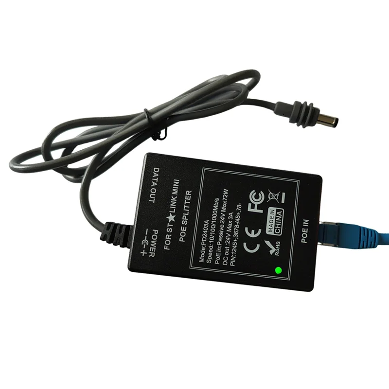 Elect-Industrial 24V DC input POE splitter for Starlink Mini Max, 75W output, 10/100/1000Mbps Ethernet, by BACKUPMYFILESNOW.COM®