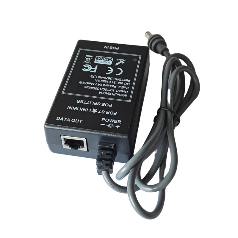 Elect-Industrial 24V DC input PoE splitter for Starlink Mini Max with 75W output, supporting 10/100/1000 Mbps Ethernet, by BACKUPMYFILESNOW.COM®