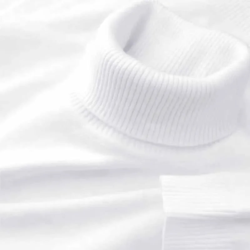Black men's knitted turtleneck sweater by BACKUPMYFILESNOW.COM®, breathable warm pullover for outdoor and streetwear in autumn.