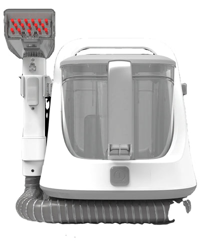 Black BACKUPMYFILESNOW.COM® portable commercial vacuum steam cleaner for household upholstery and carpet cleaning.
