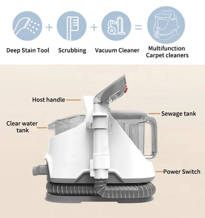 Black BACKUPMYFILESNOW.COM® household upholstery and commercial vacuum steam cleaner for portable carpet cleaning.